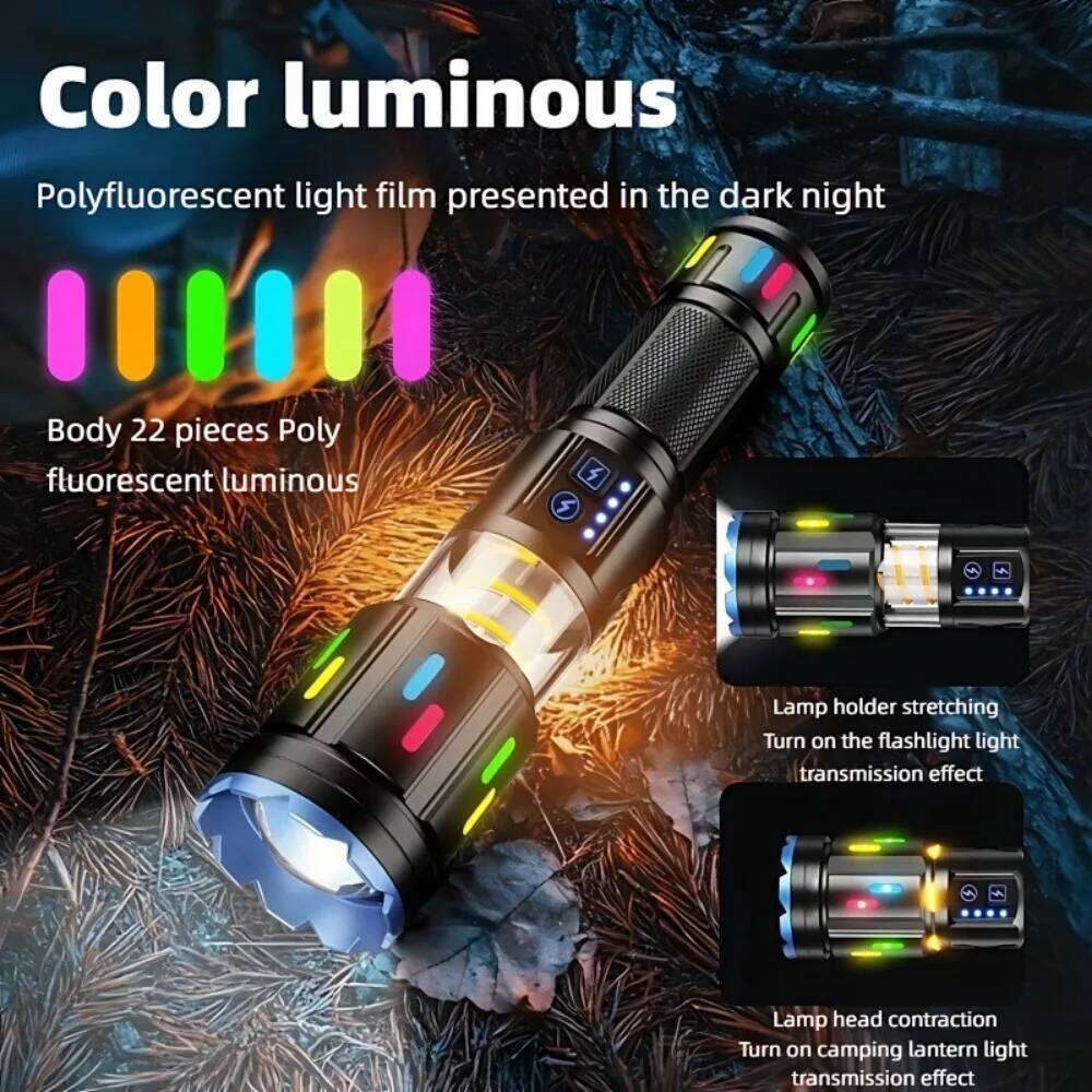 Super Bright White Laser LEDFlashlight Zoomable COB Fluorescent Strip Torch Power Bank Camping Lantern Outdoor Hiking Fishing Z260121