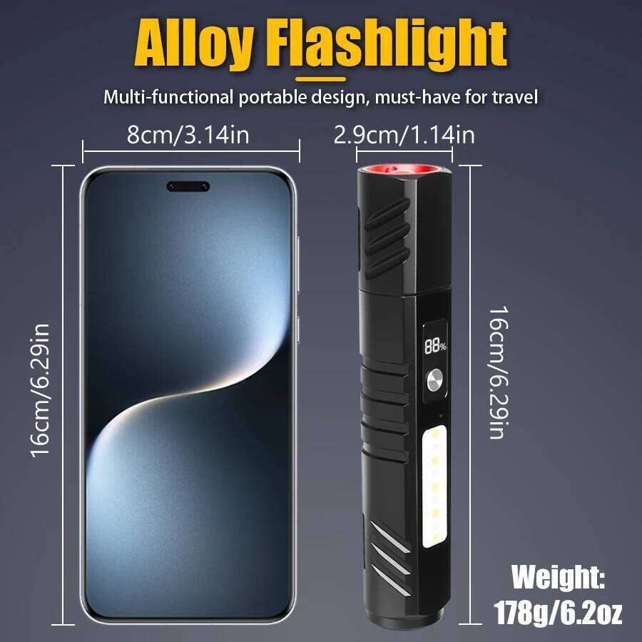 Powerful LED COB Flashlight 7 Modes Rechargeable Zoom Torch with Magnet Built in 18650 Battery Outdoor Camping Emergency Lantern Z260121