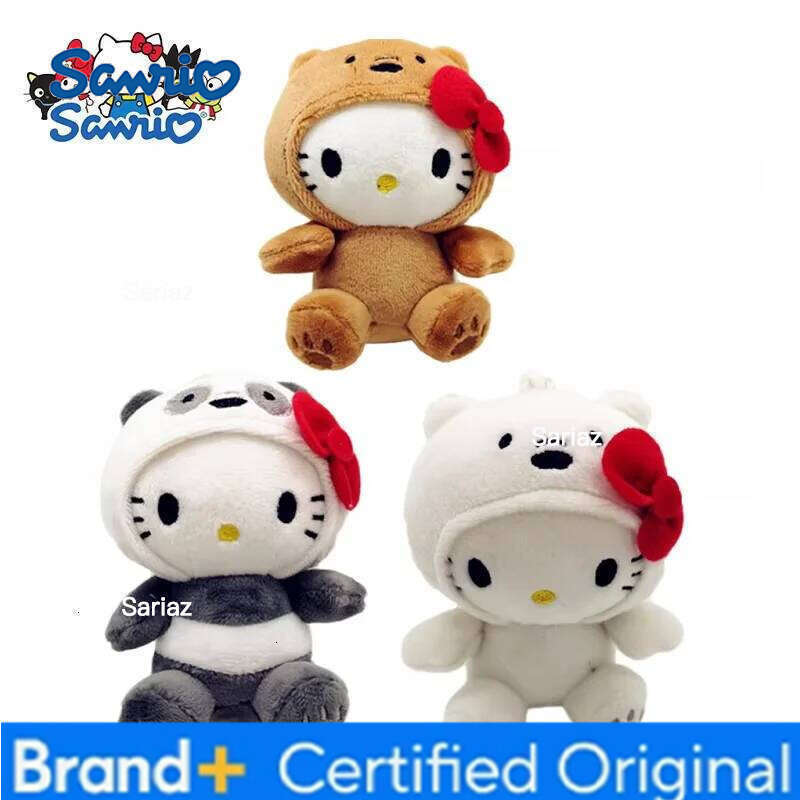 Sanrio Cartoon Hello Kitty Keychain White Bear Anime Plush Toy Panda Cute Soft Stuffed Doll Pendant Key Chains Gifts Toys H260121