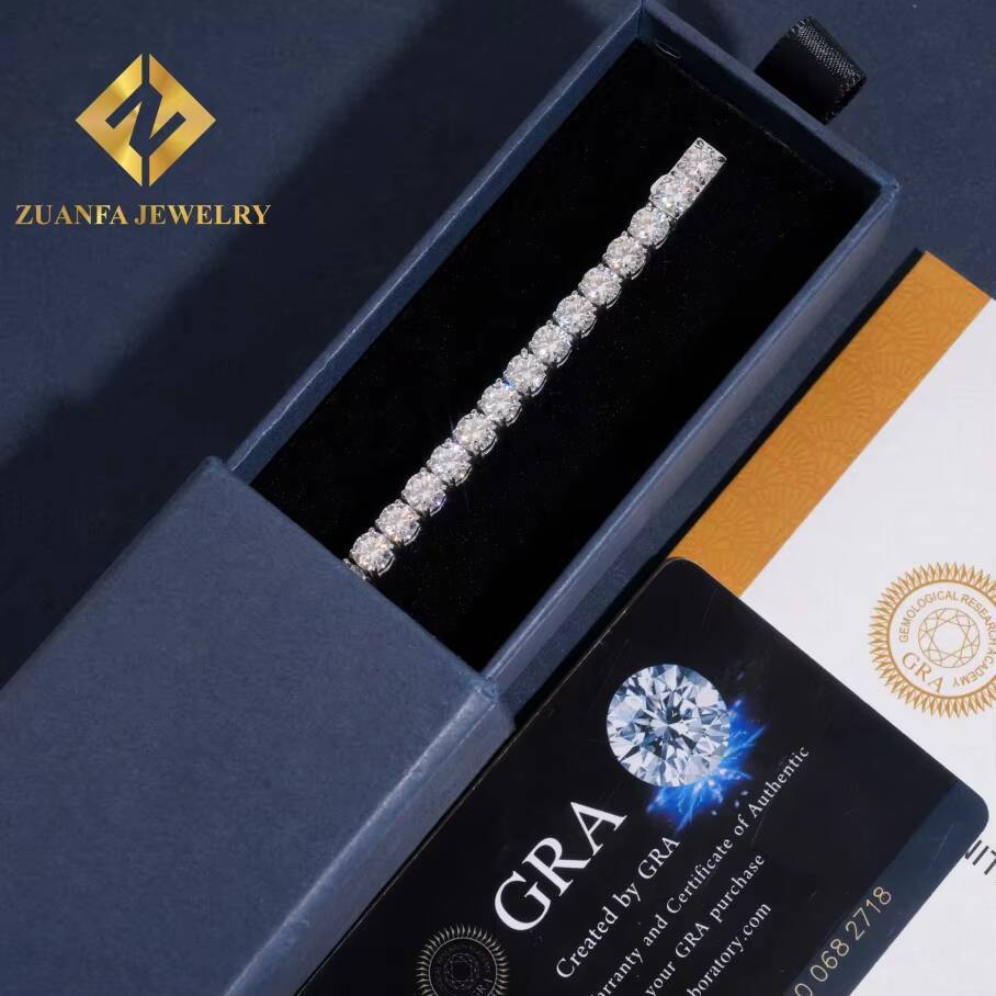Hot Sale No Tarnish 316L Stainless Steel 4mm Moissanite Diamond Pass Diamond Tester Tennis Chain Bracelet