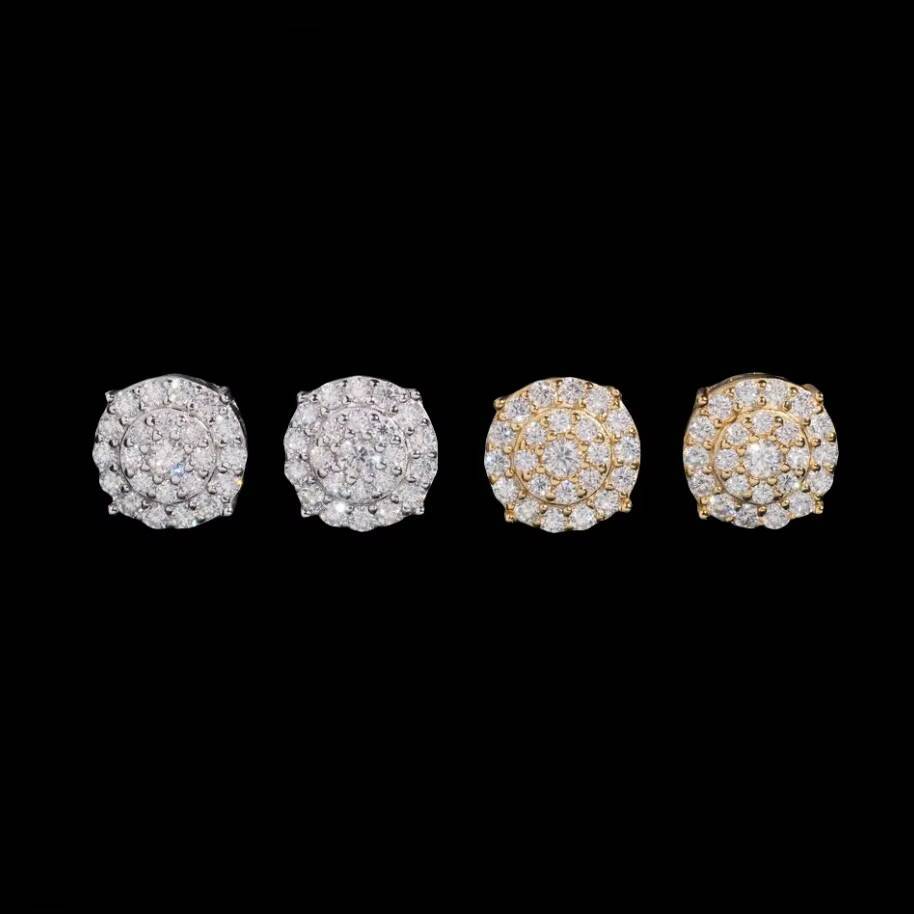 Fine Jewelry 10mm Moissanite Earring Rapper VVS Moissanite Iced Out Diamond Solid 925 Silver Stud Earrings for Women Men Party