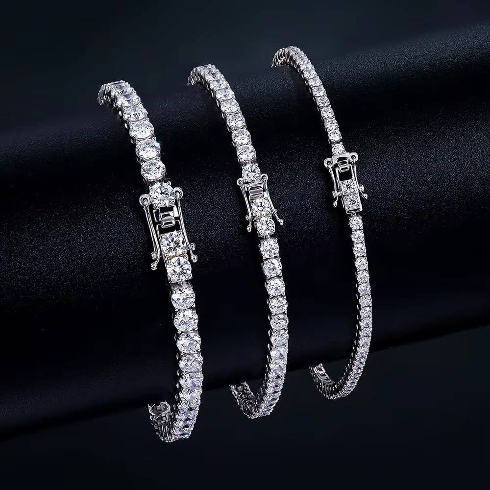 Wholesale Custom Men Women 2 3 4mm Hiphop Jewelry Iced Out Real 14k White Gold Jewelry Hpht Lab Grown Diamond Tennis Bracelet
