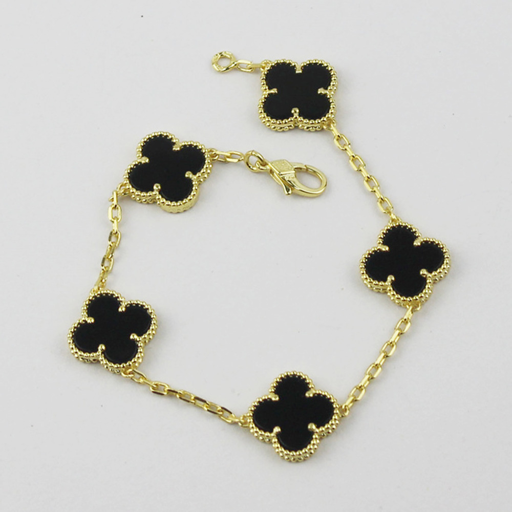 Fashion Classic Four Leaf Clover Charm Designer Bracelets Bangle Chain 18K Gold Agate Shell Mother-of-Pearl for Women Girl Wedding Mother' Day Jewelry Women good