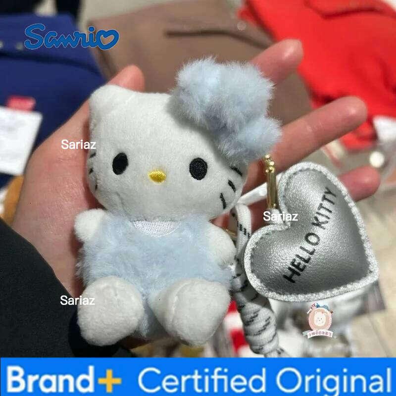 Sanrio Cute Pearl Chain Hello dolls Keychains lady girly kitty cat lovely Heart Stuffed Black Plush Toy Girls Gifts H260121