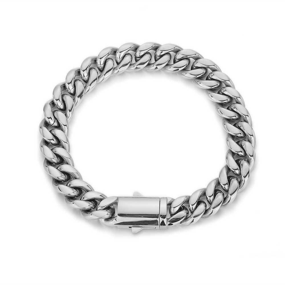 Hip Hop High Quality Cuban Chain Bracelet Jewelry 18K Gold Plated Solid Stainless Steel Spring Clasp No Fade Jewelry