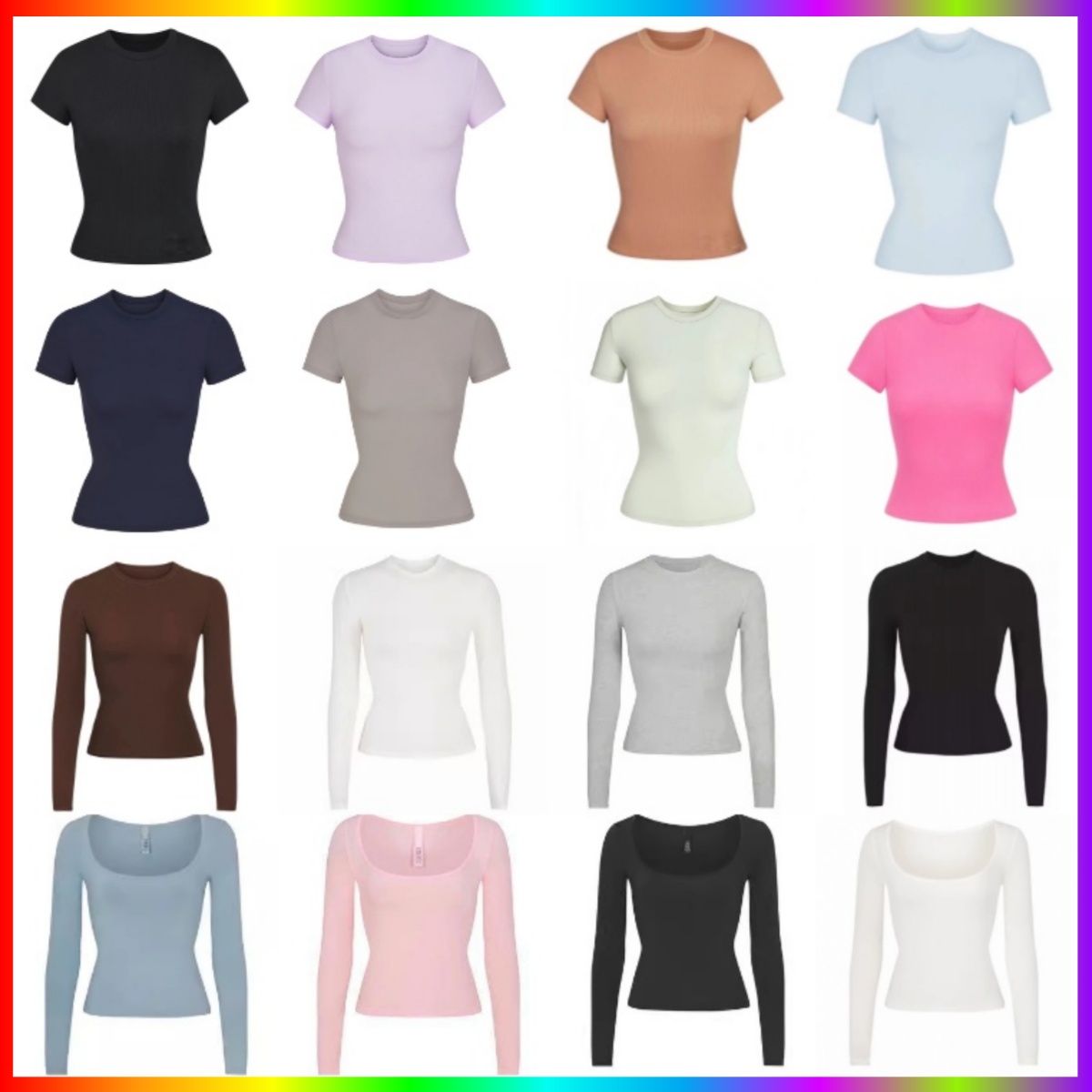 Skims Women Clothes Kim Kardashian Top T-Shirt Short Sleeve Stretch Slim Kylie Same Style Ribbed Cotton Crew Neck Base Shirt Skimss lounge Sets