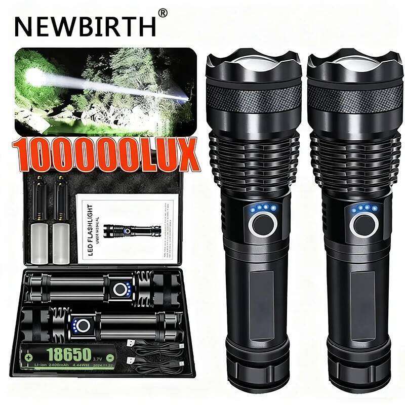 High Power LED Flashlight Rechargeable 5 Mode Aluminum Alloy Telescopic Zoom Torch Tactical Lamp for Outdoor Camping Fishing Z260121