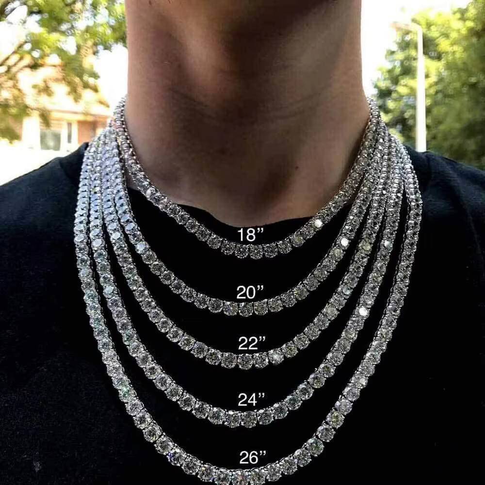Tennis Chain Moissanite Vvs Moissanite 2mm 3mm 4mm Lab Grown Diamond Hip Hop Tennis Chain 925 Sterling Silver Bracelet