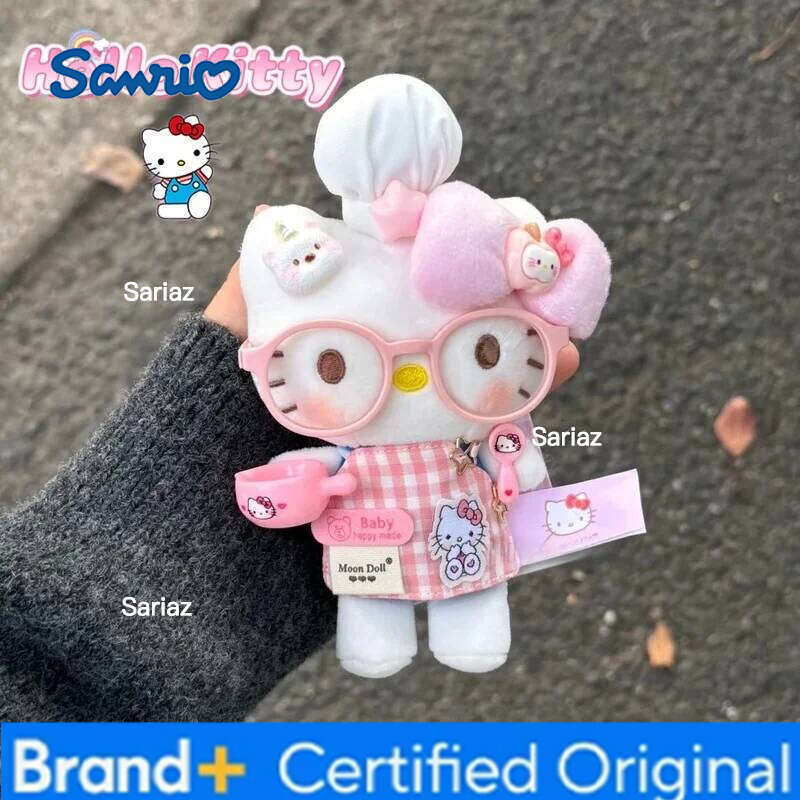 Sanrio 11CM anime Hello Kitty cosplay chef hat cartoon plush keychain PP cotton stuffed doll Kawaii school bag pendant gift H260121