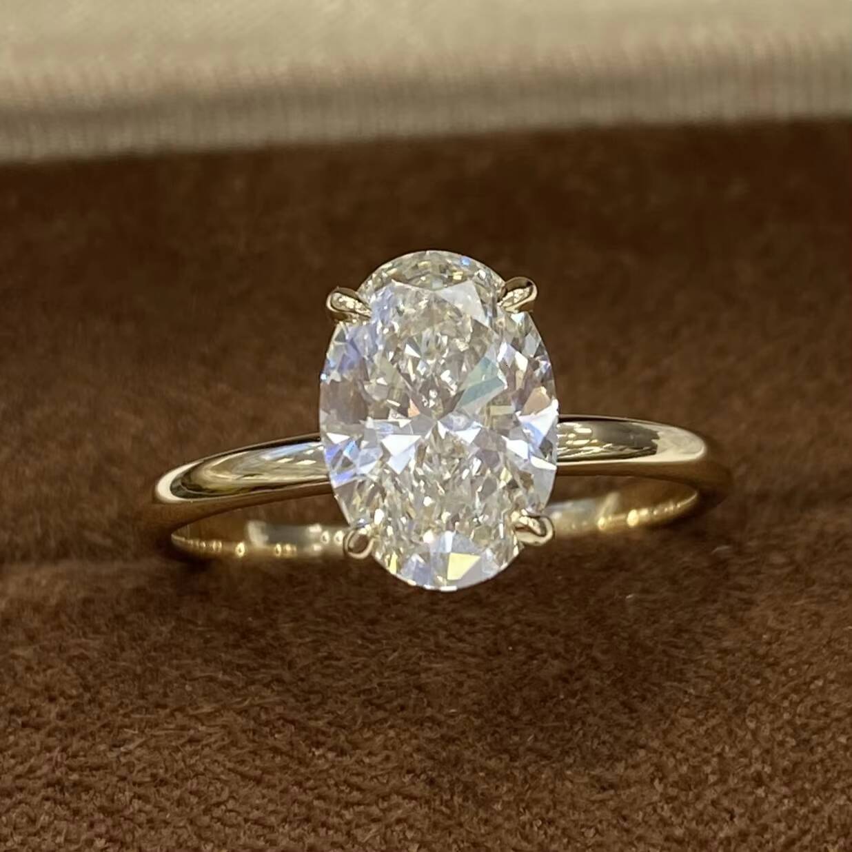 Stars Oval Cut Lab Grown Diamond IGI Certified 18K Solid Gold Pigeon Ring Handmade Engagement Ring for Women