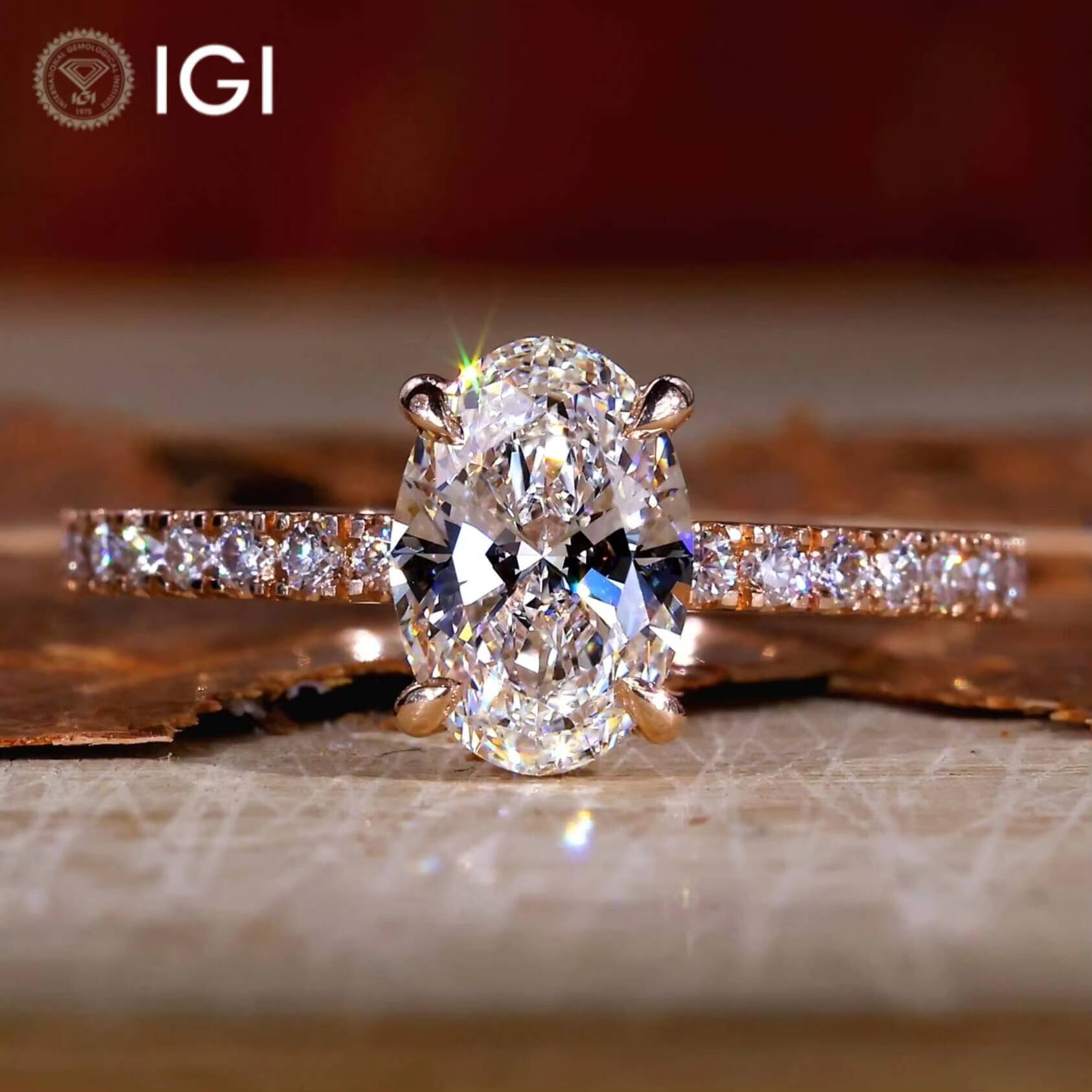 Customizable 14K Gold Engagement Wedding Ring IGI Certified Oval Cut VVS Lab Grown Diamond for Luxury Women