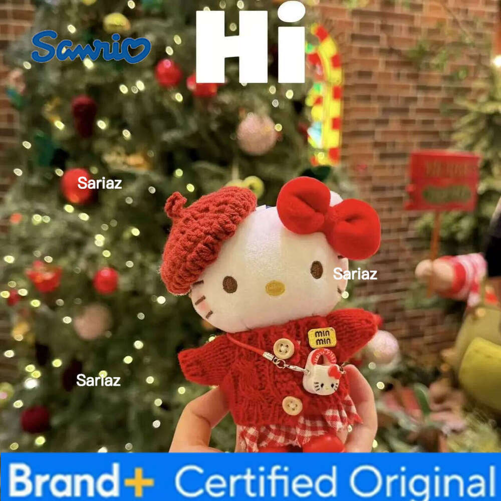 Sanrio Cartoon Kawaii New Cute Sweater Plaid Skirt Hello Kitty Plush Keychain Backpack Ornament Best Friend Girl Birthday Gifts H260121