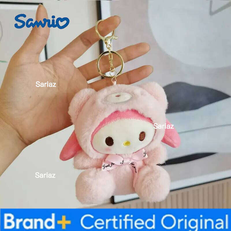 Sanrio 12CM Cute Plush Keychain Children Hello Kitty Pendant Kuromi Cartoon KeyChain Backpack Decoration Gifts for Kids Toy H26012111