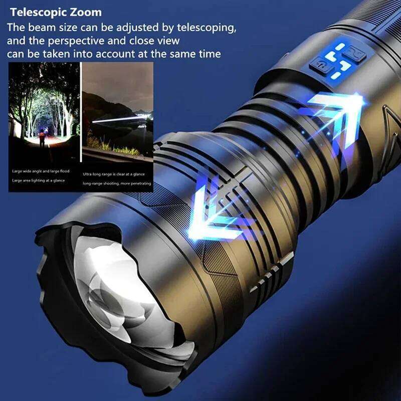 High Power Led Flashlight Super Bright Long Range Torch Rechargeable Ultra Powerful Outdoor Tactical Hand Lamp Camping Lantern Z260121