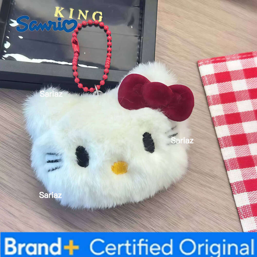 Sanrio Kawaii Hello Kitty Plush Keychain, Cute Fluffy Bag Charm Pendant for Women, Cartoon Accessory | H260121