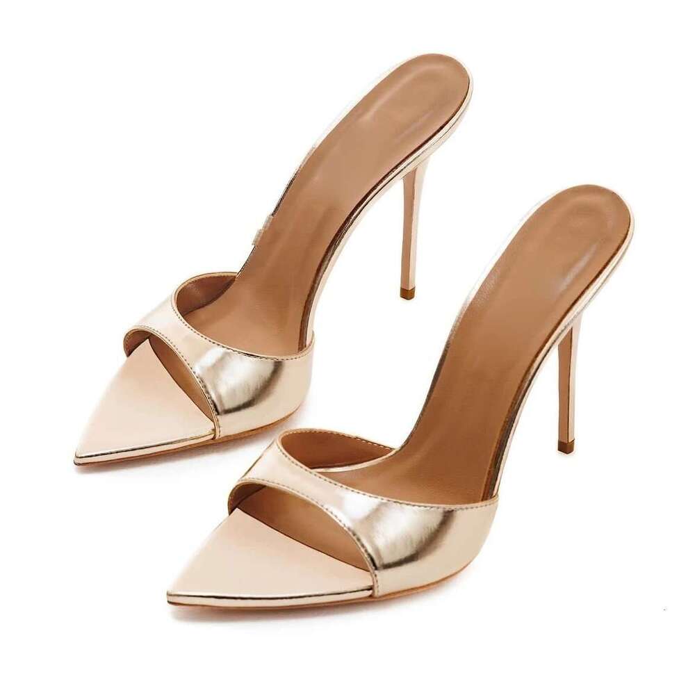 2026 Summer Sandals Stilettos Sexy Woman 12Cm Pointed Peep Toe Thin High Heels Slippers Vacation Ladies Dress Shoes