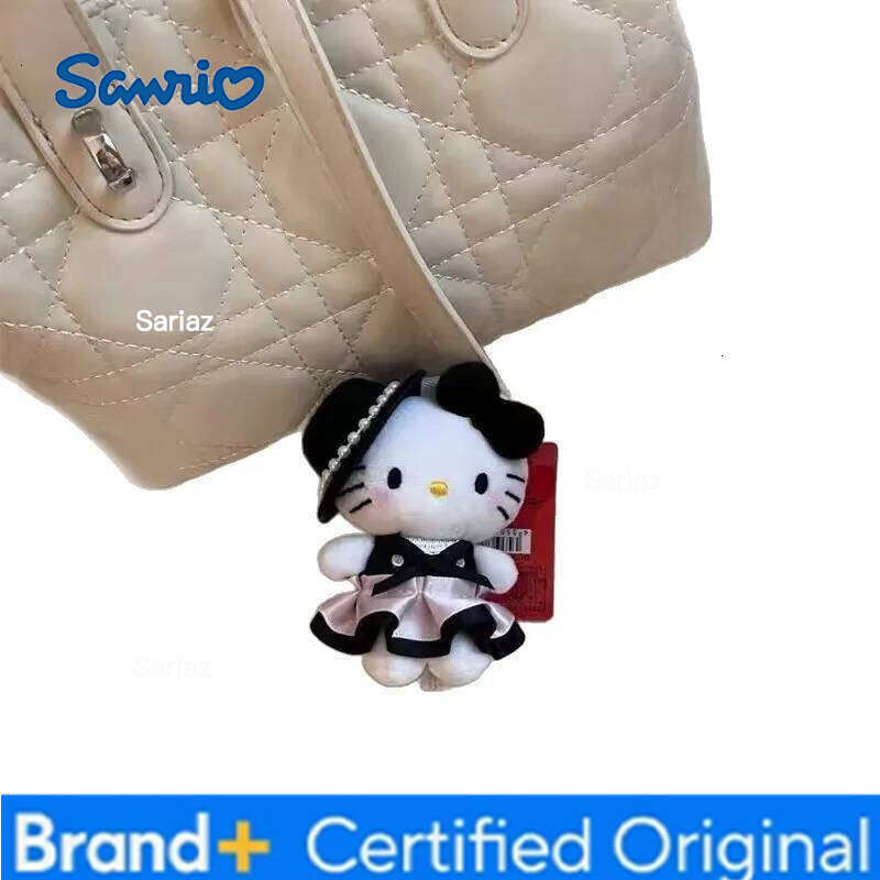 Sanrio Plush Filled Keychain Kawaii Hat Exquisite Dolls Hello Kitty Satin Skirt Bag Pendant A Birthday Gift for Girls H260121