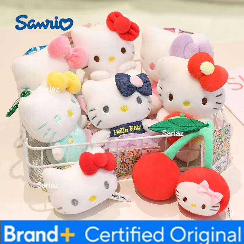 Sanrio Anime Kawaii Hello Kitty Plush Keychain Pendant Holder Key Chain Car Keyring Mobile Phone Bag Hanging Jewelry Kids Gifts H260121
