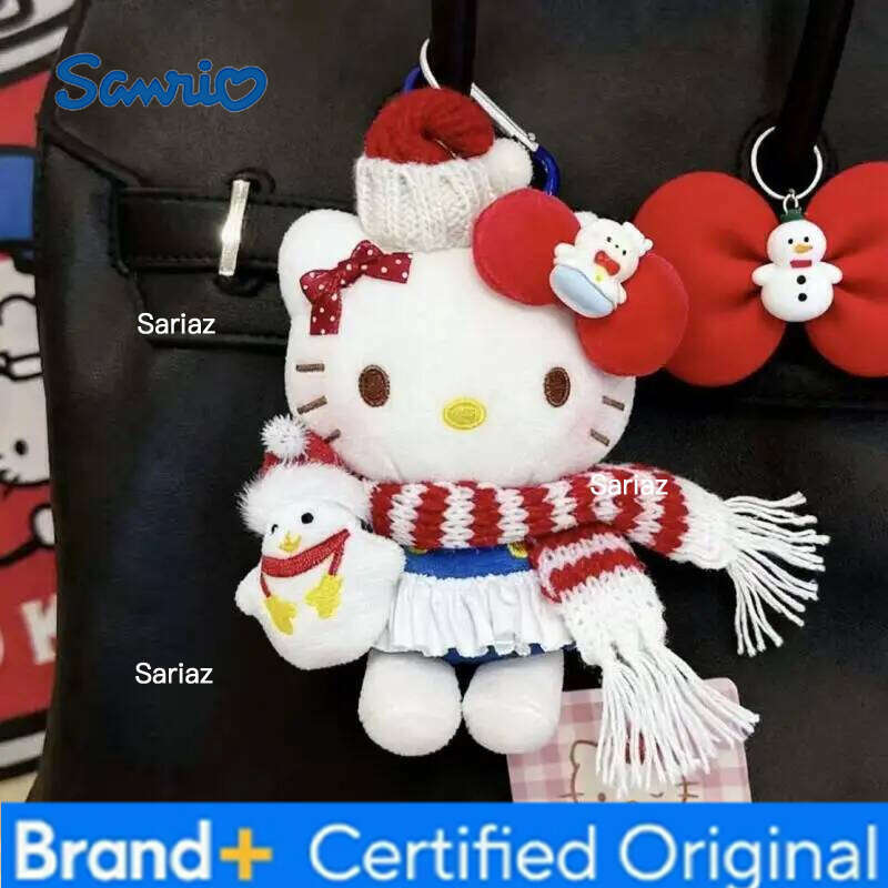 Sanrio Miniso Hello Kitty Pendant Kawaii Christmas Snowman Scarf Plush Doll Ins Korean Cartoon Anime Friends Birthday Gift H260121