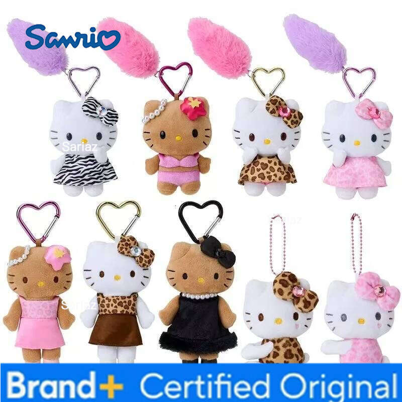 Sanrio Kawaii Long Legs cat black skin Plush Keychain Cute Cartoon Hello Kitty 16CM Doll Toy Backpack Pendant Gift H260121