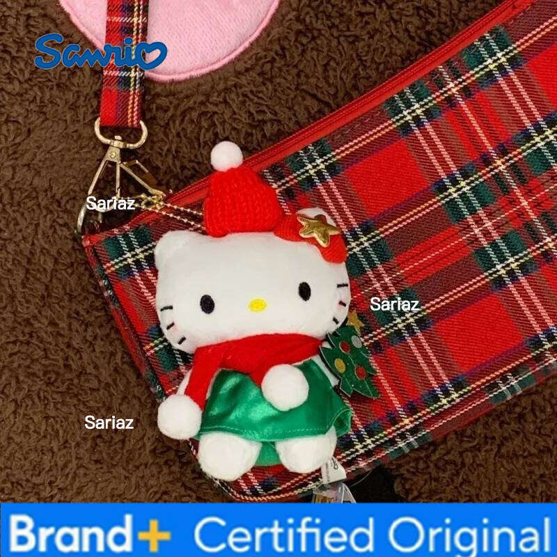 Sanrio New 15CM Kitty Keychain Tree Long Legs Xmas Cartoon Santa Claus Plush Doll Backpack Charm Christmas Gift H260121