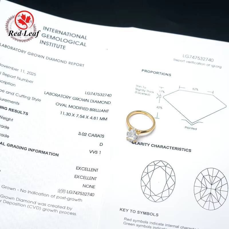 Redleaf Luxury 5CT Oval Cut Lab Grown Diamond Ring 14K Gold Lab Created Diamond Engagement Rings Womens Special Occasions