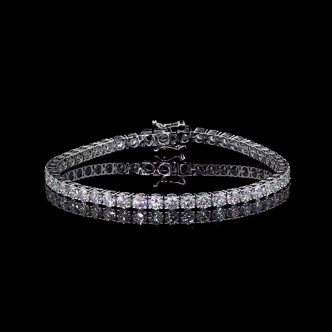 Womens Classic 14K Gold Lab Grown Diamond Tennis Bracelet Round Shape Diamond with Flexible Size