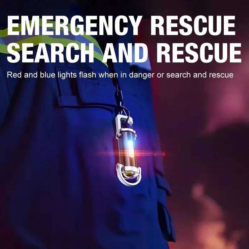 Mini Keychain Flashlight Rechargeable Pocket COB Working Outdoor Hook Emergency Warning Light for Camping Walking Hiking Z260121
