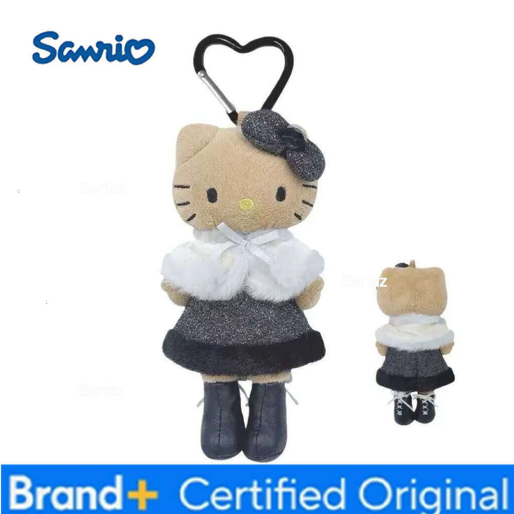 Sanrio winter lady series Hello Beret Plush doll Pendant Anime dark skin log legs fuzzy Kitty Doll Stuffed Backpack Charm H260121