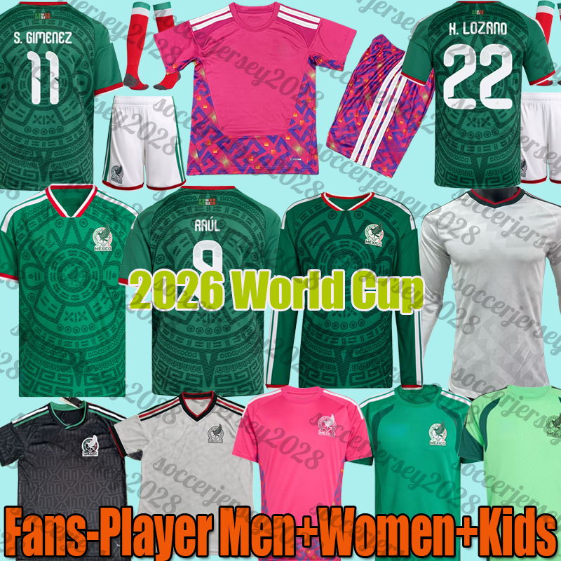 Green Mexico jersey 2026 World Cup Home away soccer jerseys A. VEGA C. HUERTA L. ROMO RAUL football shirts mens kids kit set Pink Black White Special Third goalkeeper sets