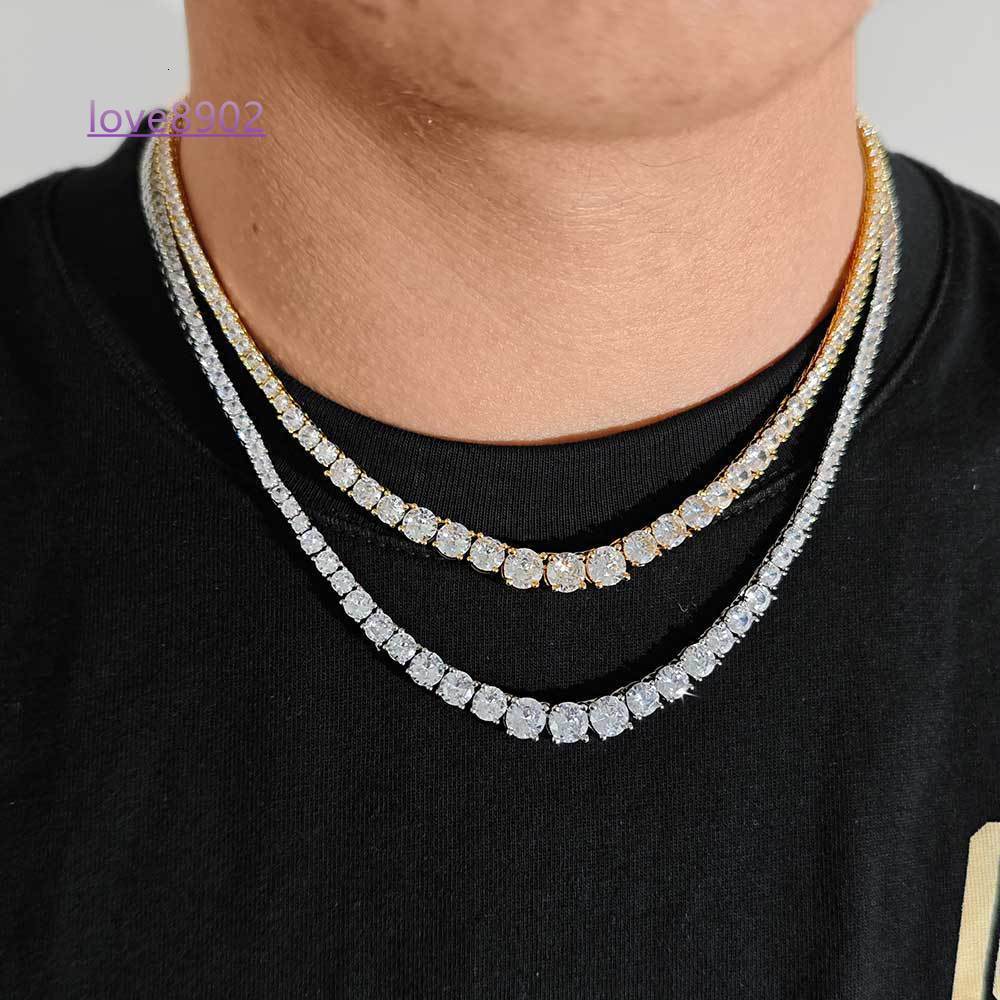 Womens Magnificent Classic Graduated Round Cut Morganite Tennis Necklace Sparkly Hip Hop Cubic VVS Morganiteia Tennis Chain for Men