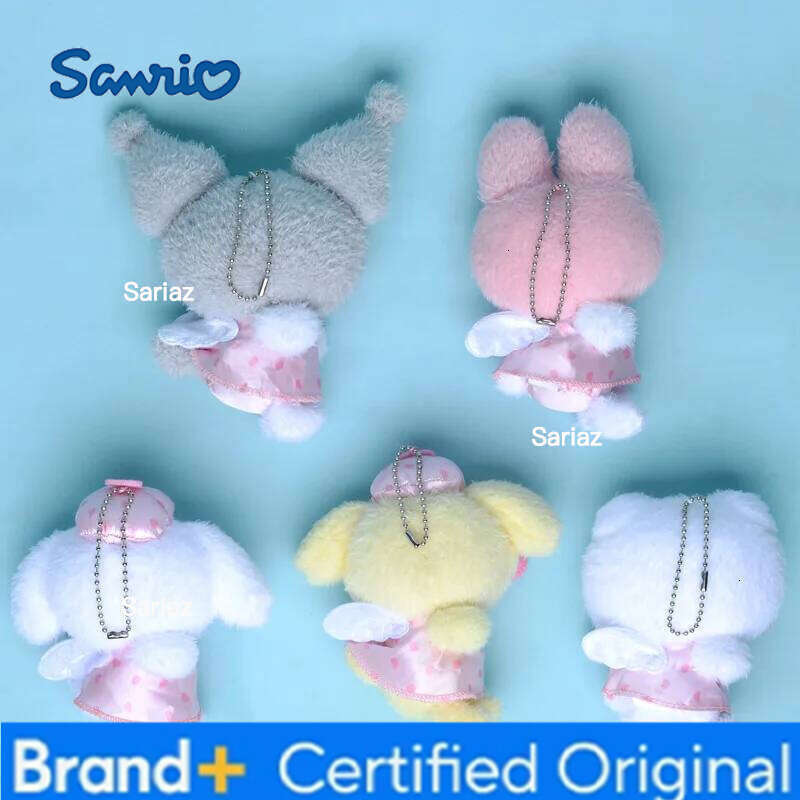 Sanrio Angel Melody Kuromi Purin Cinnamoroll Pendant Cartoon Stuffed Keyrings Girls Bag Bakcpack Cars Plush Keychains H260121