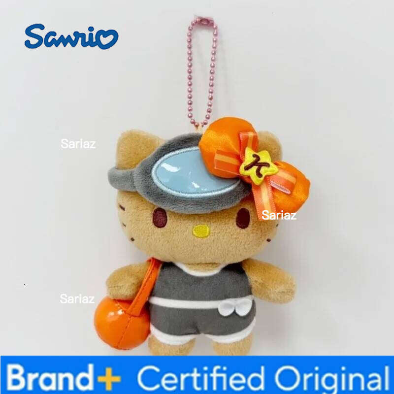 Sanrio New Plush Keychain Hello Black Skin Bag Charm Jeju Limited Haenyeo Kitty Kawaii Backpack Pendant Orange Bow Gifts H260121