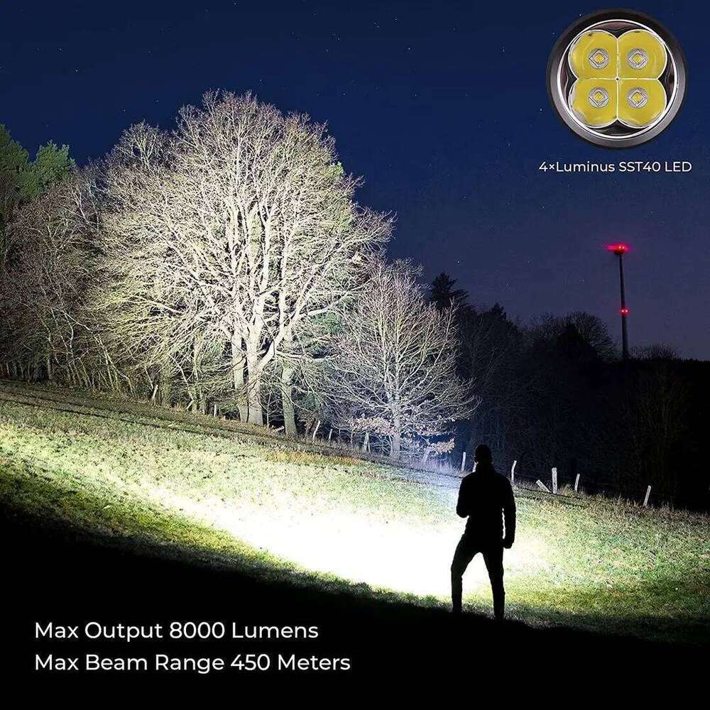 Sofirn SP36 Pro 8000lm Powerful LED Flashlight 4*SST40 USB C Rechargeable 18650 Torch Z260121