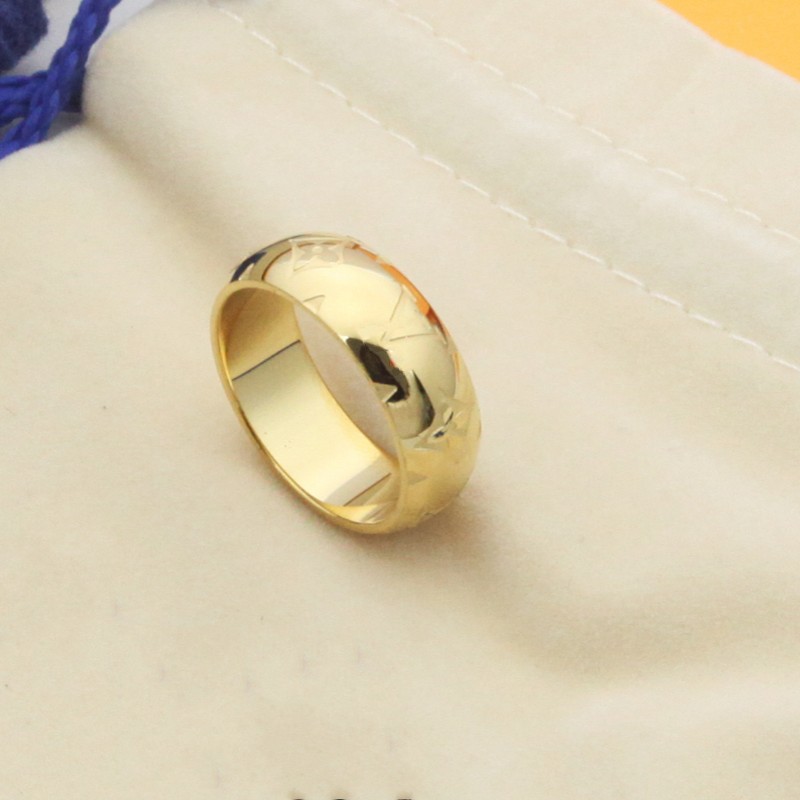 Original designer branded 6mm thick V Ring 18K Gold Silver Rose Stainless Steel letter 750 engrave Rings Women men lovers wedding Jewelry USA big size 6 7 8 9 10 11 12
