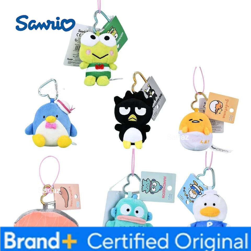 Sanrio Kawaii s Sam Gudetama Ahiru no Pekkle Plush Doll Keychain Hangyodon keyring My Melody Stuffed Backpack Pendant H260121