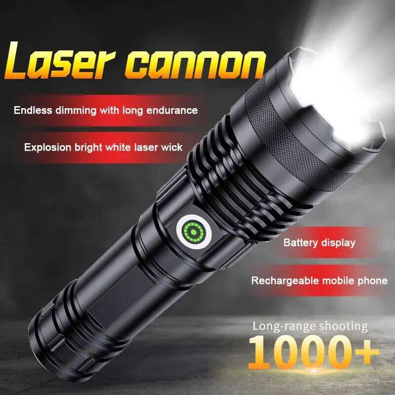 LED Laser Flashlight Rechargeable Telescopic Zoom Tactical Torches Super Bright Camping Hiking Emergency Handheld Flash Light Z260121