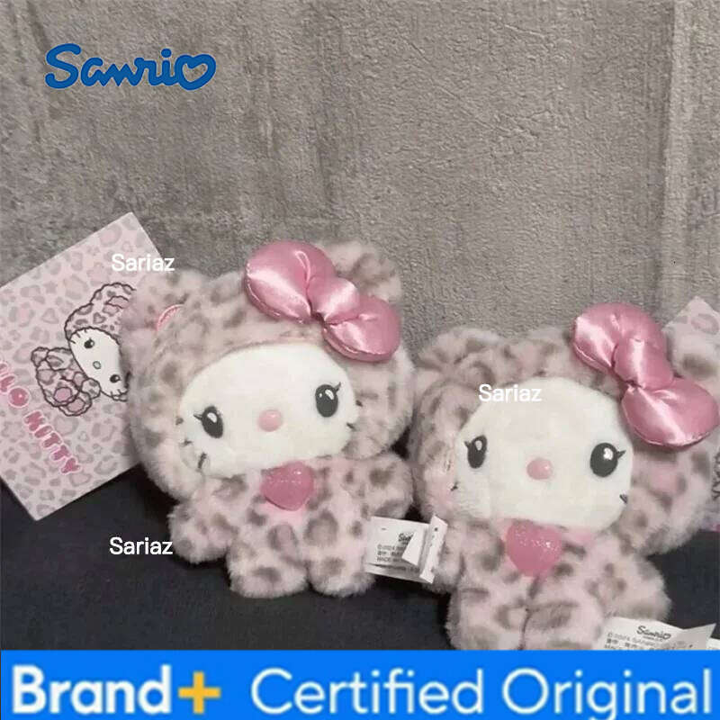 Sanrio Leopard Print Bear Series Hello Pendant,Cartoon Kitty Cat Plush Doll Pendant Keychain Bag Decoration gift H260121