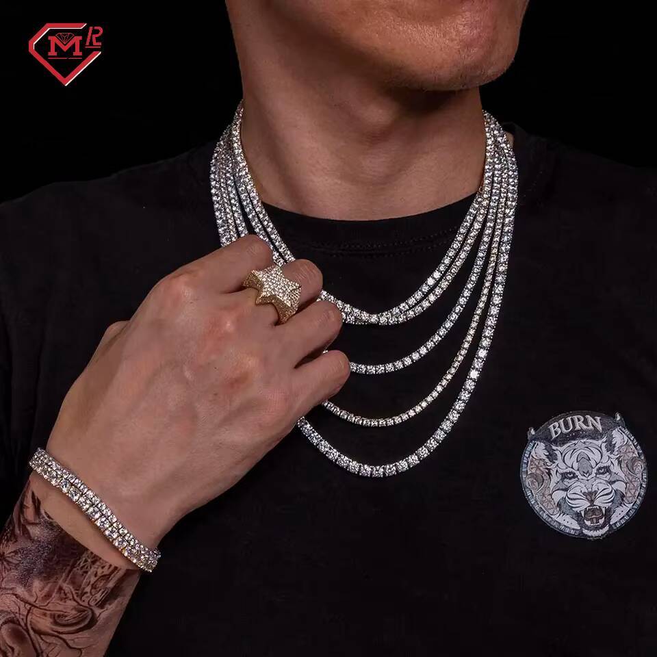 Lab Grown Diamond Tennis Chain Necklace Bracelet CVD IGI Certified Vvs Iced Out 925 Silver Diamond Chain