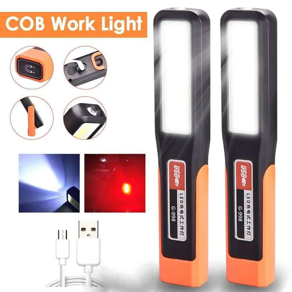 LED work magnet lighting flashlight Car Garage Lamp Mechanic charging COB car maintenance light with hook Z260121