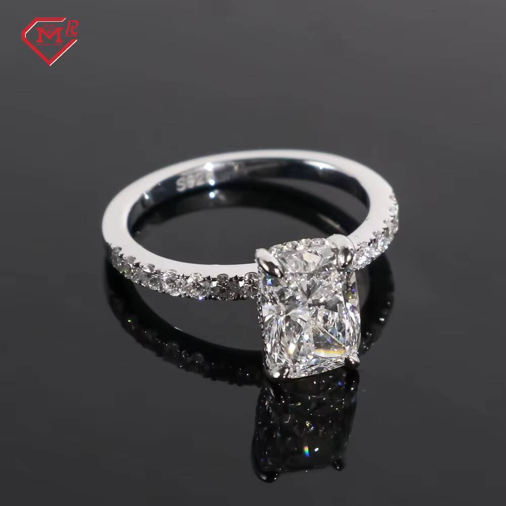 IGI Certified Real Diamond Ring E/VS1 925 Silver Cushion Cut Engagement Lab Grown Diamond Ring