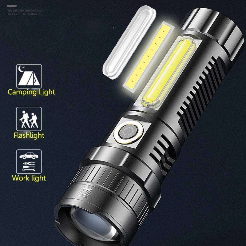 POCKETMAN XHP70 LED Flashlight USB Rechargeable Flashlights Zoomable Waterproof Torch with COB Side Light Z260121