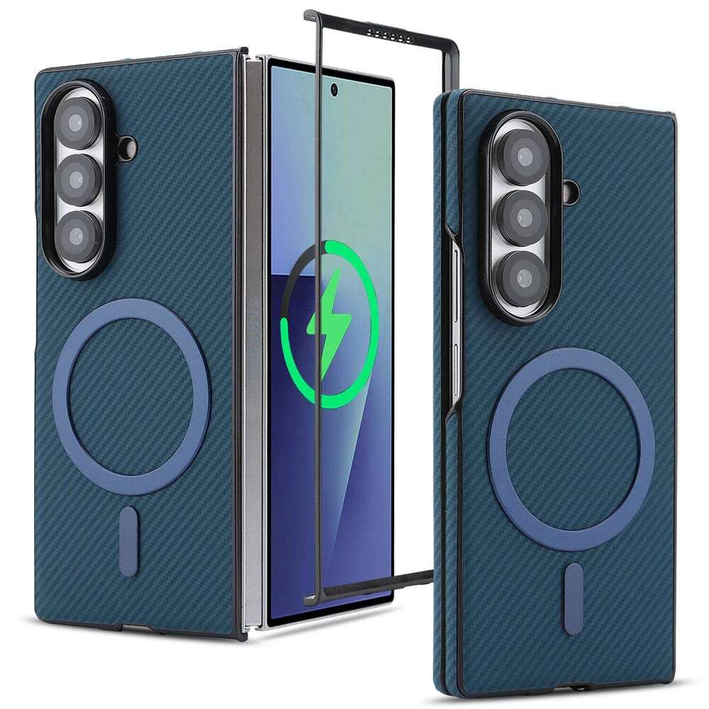 Luxury Ultra Thin Carbon Fiber Leather Phone Case For Samsung Galaxy Z Fold 7 6 5 4 3 Retro Business Magnetic Cover Z260121