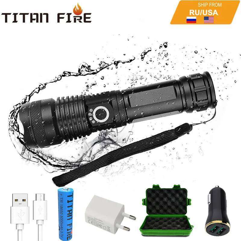 T20 Powerful High Lumens 18650 USB Rechargeable LED Torch Zoomable Light XHP50 Flashlight for Outdoor Z260121