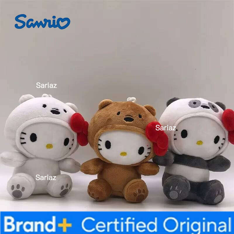 Sanrio Cartoon Hello Kitty Keychain White Bear Anime Plush Toy Panda Cute Soft Stuffed Doll Pendant Key Chains Gifts Toys H260121