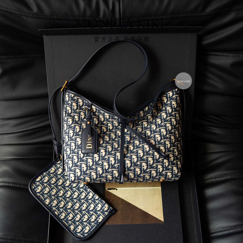 Monica kiki Jacquard Embroidered Letter Single Shoulder Crossbody Airport Trendy Tote for Women New Shopping Bag