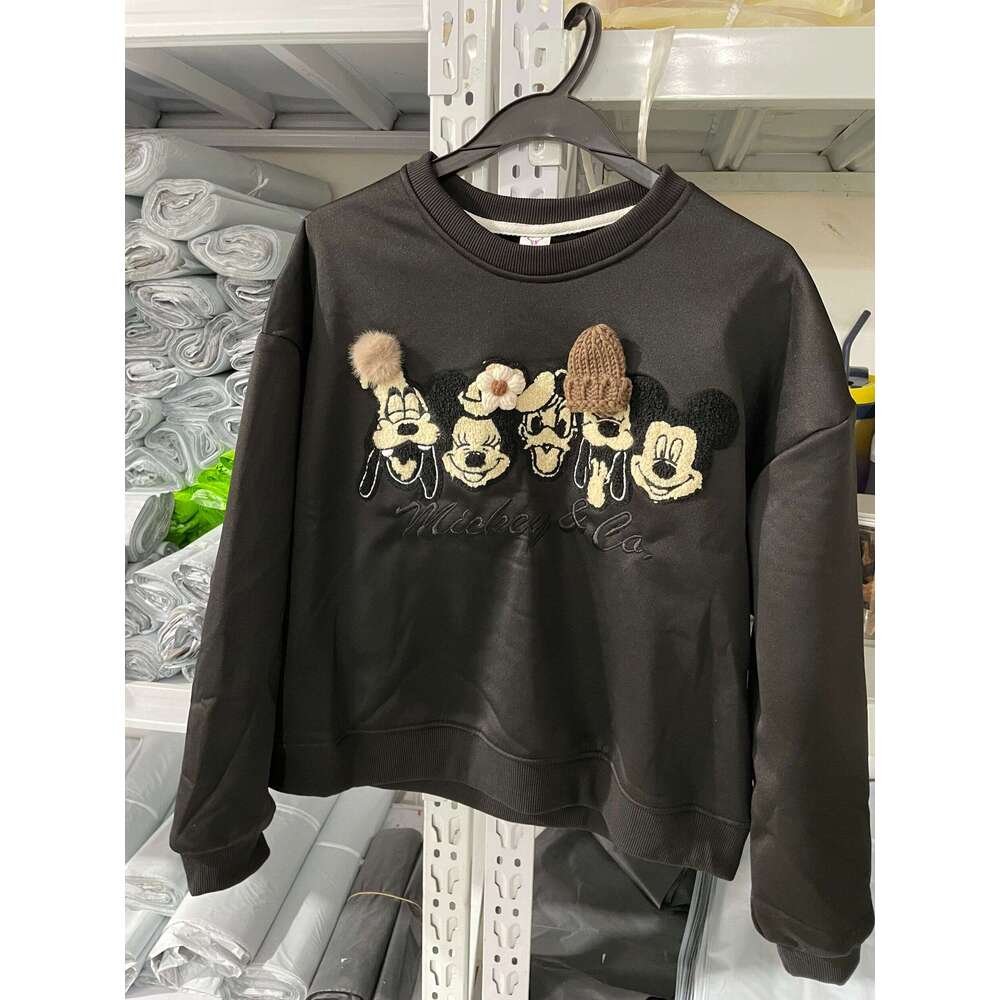 Disney New Clothes Mickey Embroidered Round Neck Pullover Women Design Fleece Sweatshirt Y2k Female Fashion Short Style Topsdis H251014