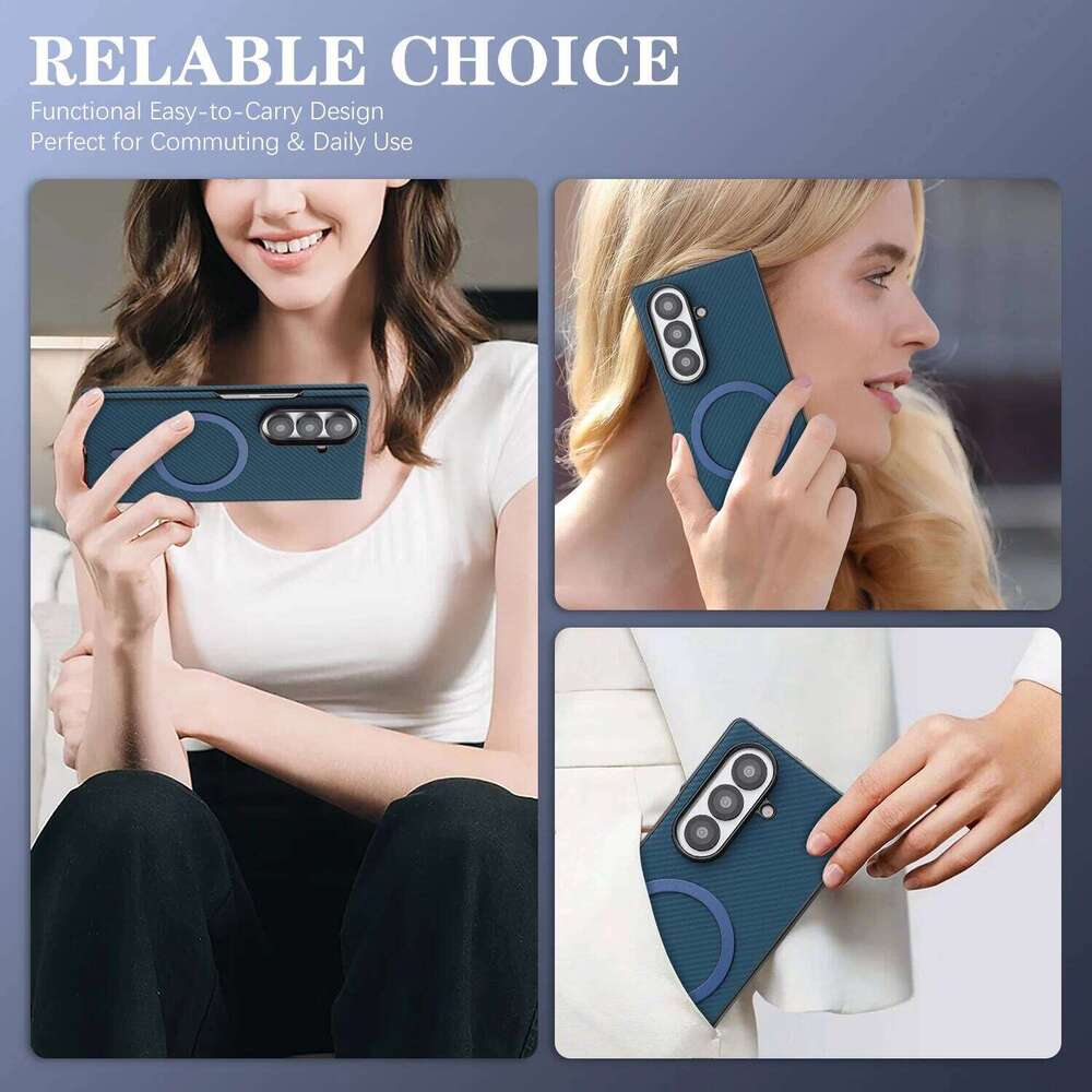 Luxury Ultra Thin Carbon Fiber Leather Phone Case For Samsung Galaxy Z Fold 7 6 5 4 3 Retro Business Magnetic Cover Z260121