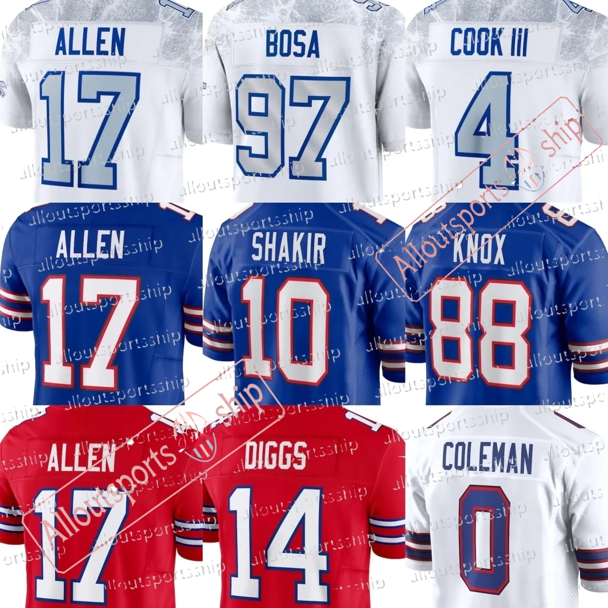 Allen 0 Keon Coleman 4 James Cook Shakir Trubisky Personalized Customized Football Jerseys Custom Any Number Name For Fans or Lovers