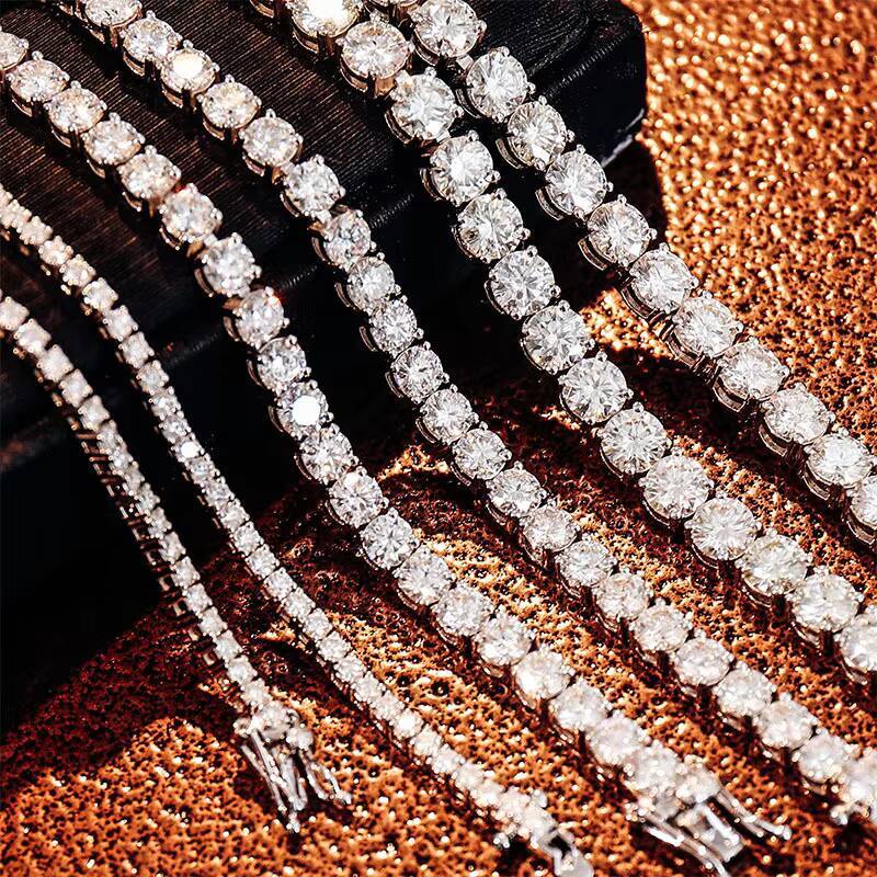 Wholesale Factory High-quality Tennis Chain 3mm 4mm 5mm 925 Sterling Silver Laboratory VVS Hip-hop Silica Necklace